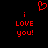 Red pixelated text and heart symbol on black background, two identical side-by-side layouts with 'i LOVE you!' below a heart.