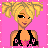 Pixel art contact sheet showing three frames of an animated icon featuring a cartoon woman with blonde pigtails, black lace top, and high heels on pink background.