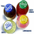 Four colorful bottle caps arranged in a cluster with text 'Snap-ple-Yum!' displayed to the right.