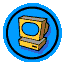 Two circular blue icons with black outlines; left shows stacked yellow-brown boxes, right displays a white envelope on blue background.