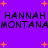 Purple background with orange starbursts and repeated black pixelated text reading HANNAH MONTANA.