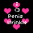 Pixelated pink hearts and white text on black background with 'I <3 Penis Wrinkle' repeated across the image.