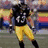 A football player in black jersey and yellow pants stands on a field with a yellow banner reading 'I love Troy Polamalu #43' and a Steelers logo below.