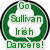 Circular green and white icon with text 'Go Sullivan Irish Dancers!' in green, red, and purple lettering across four sections.