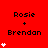 Red background displays "Rosie + Brendan" text with white heart symbols animating in vertical stacks of one to five hearts