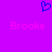 A static image with a solid purple background featuring two identical pink text labels and one blue pixelated heart symbol above them.