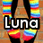 A static image shows a person's legs in rainbow-striped socks against a brick wall, with overlaid text reading "Luna loves socks!".