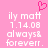 Pink background with white pixelated text reading 'ily matt 1.14.08 always& forevrr.' and a pink heart symbol above the text.