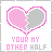 A 48x48 pixel animated contact sheet showing two frames of a broken heart icon with pink and gray colors, displaying text changes between frames.
