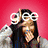 Six show people making a 'G' gesture with fingers, each has white text reading "gee" over the image on solid colored backgrounds