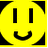 Two side-by-side pixelated circular icons with black corner accents; left is yellow smiling face, right is blue frowning face.
