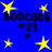 Blue background with yellow stars and repeated text "Bobcats" and "23" in black pixelated font, each with a small heart symbol below the number.