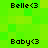 Pixelated green background with black text reading Belle<3 and Baby<3 in a pattern