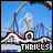 Pixelated amusement park scene with roller coaster and Ferris wheel under blue sky, text 'THRILLS' at bottom.