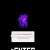 Pixelated purple and blue abstract shape above a white rectangular block with horizontal lines, on a black background.