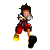 Animated sequence of a character in red shorts and white shirt performing sequential kicking motions against gray background.