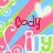 Pixelated image with pink, blue, and green diagonal stripes featuring white hearts and swirls; red text "Cody" above large white text "City" on a light background.