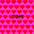 Pixelated icon with bright pink background filled by repeating red heart shapes and four instances of the text 'SAM' in dark green pixel font.