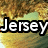 Pixelated text 'JerseyGirl<3' in white with black outline over blurred background of brown and green tones.