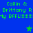 Blue background with green pixelated text and stars, displaying repeated names and exclamation marks in a retro digital style.