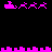 Pixelated pink icons on black background show two horse-drawn carriages with four horses each, arranged in horizontal above and below a cityscape skyline