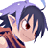 Pixelated anime-style character icon with purple and dark blue hair, brown outfit, and visible facial features including large eyes and a small mouth.