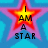 A pixelated star-shaped icon with a gradient fill, displaying the text "I AM A STAR" in blocky letters against a blue background.