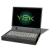 A laptop with a dark screen displaying green 'YRK' text and blue swirling background in multiple states.