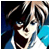 Pixelated close-up of a character with dark hair and light skin, wearing a blue outfit against a gradient background.
