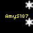 Yellow text 'Amys187' appears with white snowflake icons on a black background, showing animated snowflake movement.