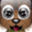 A pixelated dog face with large round eyes and a pink tongue, next to brown background text reading 'Those Cute Eyes Are Watching You'.