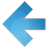 Blue arrow pointing left with gradient shading on a gray background, rendered in pixelated style with visible anti-aliasing edges.