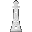 Pixelated white and gray tower with black accents, featuring a circular base and rectangular top section on left; right side shows the same tower with a white flag-like shape extending from its middle.