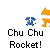 pixelated orange and blue figures with 'Chu Chu Rocket!' text below each, showing animation changes in pose and position