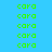 green 'cara' text on a light blue background with scattered dark blue rectangular blocks