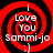 Four identical red and black spiral patterns with white text reading "Love You Sammi-jo" arranged in a on a black background