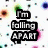 Two side-by-side show text 'I'm falling APART' with a background of colorful pixelated dots; the bottom displays additional text on a black backdrop