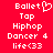 Red background with white pixelated text and symbols: 'Ballet Top' with a heart symbol, 'Hiphop Dancer 4', and 'life<33' on both sides.