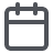 Gray calendar icon with rounded corners and two top tabs on a light gray background.