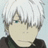 Pixelated static image of a character with light-colored hair, dark clothing, and a neutral expression against a light background.