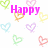 Pixelated birthday icon with pink text and multicolored heart outlines on white background, partially cropped at bottom right.