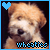 Pixelated dog with light brown fur and white muzzle, blue heart symbol in top-left corner, 'wheaties' text at bottom.