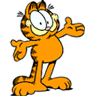 Four of an orange tabby cat with black stripes standing against a gray background, each frame showing a different arm position