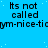 Blue background with white dots, repeated text "Its not called" above "gym-nice-ti" in black pixelated font, gray rectangle in bottom right corner.