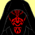 nine identical pixelated character faces with red skin, black hooded cloaks, and yellow eyes against a pale yellow background