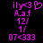 Pixelated purple text and symbols on black background with a heart symbol in the top-right corner of one side.