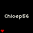 Static pixel art displays 'Chloep56' text above red heart stacks on black background with gray corner.