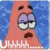 Pixelated static image of a pink cartoon character with large purple eyes and an open mouth against a blue background, featuring white text at the bottom.