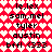 Pixelated text names over a red and white heart-patterned background with no visible animation changes.