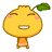Yellow cartoon character with green leaf on head, pink cheeks, and orange body holding red object with yellow symbols.